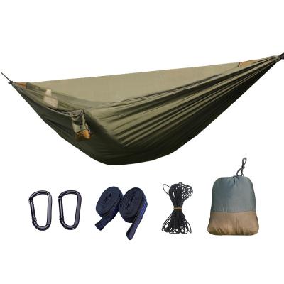 China Custom nylon travel hammock 350KG capacity fast delivery small LOW MOQ portable hammock price with mosquito net for sale