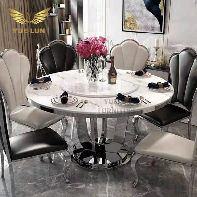 China Factory Modern Metal Furniture Foshan Marble Dining Table Set Modern Dining Tables With 6 Chairs For Home for sale