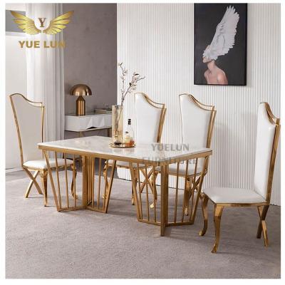 China Modern Home Dining Table Leg Silver Gold Dining Room Furniture Marble Top Table Marble Top Table for sale