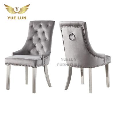 China Nordic Velvet Chair Industrial Metal Tufted Dining Chair Restaurant Convertibles Room One Manger PU Leather Chair for sale