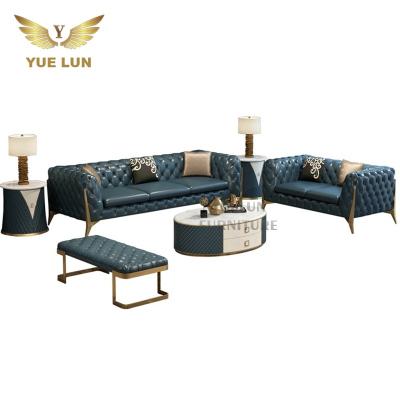 China Sofa Sets Design Sectional Loft Classic Club Sofa Aluminum Luxury Aviation Leather Industrial Tufted Back for sale