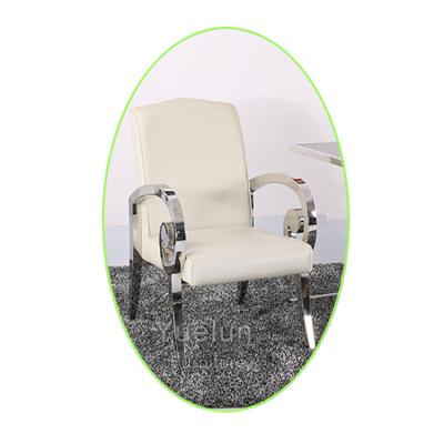 China Eco-friendly modern unique design banquet hotel stainless steel armrest leisure leather chair lounge eco-friendly chair for sale