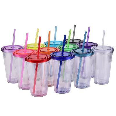 China 500ml Straw Straight Cup Bpa Sustainable Plastic Free Water Bottle Custom Logo And Color for sale