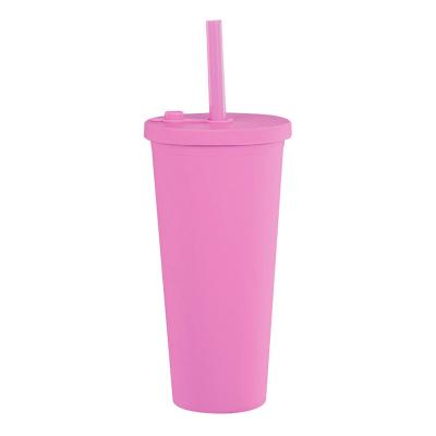 China 700ml Sustainable Double Wall Custom Color Straw Cup Pearl Milk Tea Plastic Water Bottle And Logo for sale