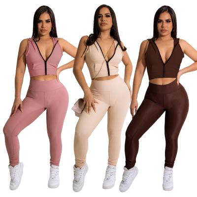 China 2022 Breathable The Main Summer Sexy Casual Crop Top Jogger Sportswear Tracksuits Knicker Sweatsuit Two Piece Set 2 Piece Pants Set for sale