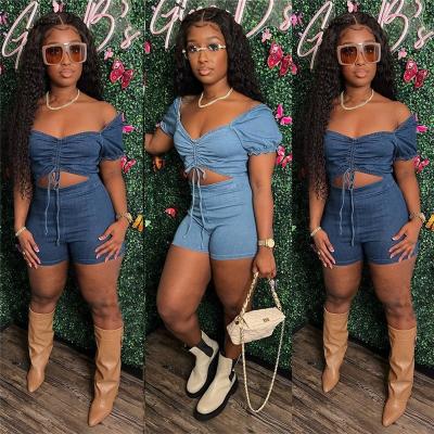 China Anti-pilling 2022 wholesale summer women jeans overalls short sleeve jumpsuit hollow out washable denim shorts one-piece overalls for women for sale