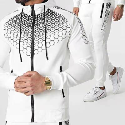 China MQY 2021 New Breathable Honeycomb Zipper Hoodie Sweater Set Can Be Logo Trend Fashion Casual Customized Two-piece Suit for sale