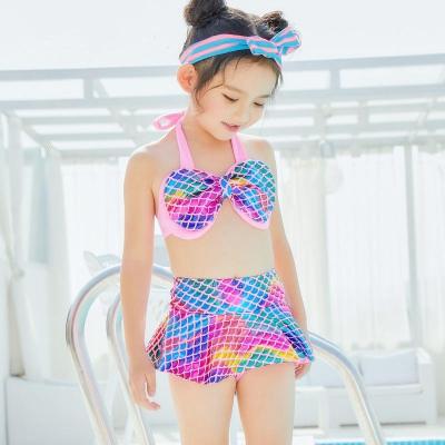 China Kids Anti-UV High Quality Colorful Scales Printed Bikini Swimwear for sale