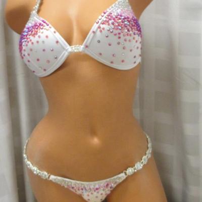 China STUNNING FAUX STONE CONNECTORS bikini COMPETITION CRYSTAL BIKINI POSING SUIT custom sizes for sale