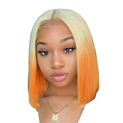 China Bob Synthetic Lace Wig Straight Short Straight For Wigs Natural Hair Women Blonde Cosplay Red Orange Heat Resistant Part for sale