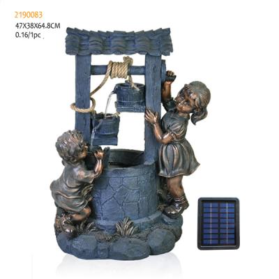 China Solar Power Fountain Decorations Polyresin Solar Power Fountain Garden Water Fountains Decoration for sale