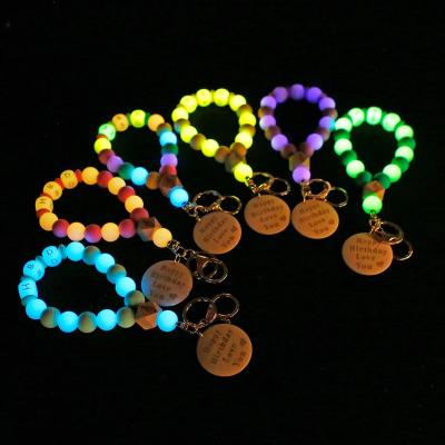 China Silicone / Plastic Cute Waterdrop Silicone Beads Luminous Wrist Keychain Halloween Carnival Key Chain for sale