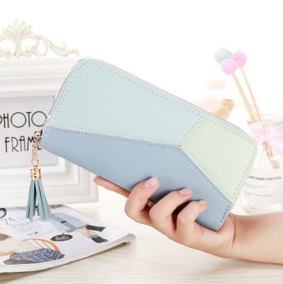 China Fashion Gril Color Clutch Bag Ladies Anti-theft Wallet Ladies Purse Purse PU Long Pure Leather Phone Card Bag New for sale