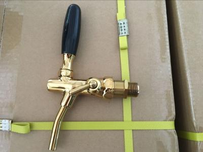 China golden beer tap made of brass with stainless steel probe , for beer tower and cooler use for sale