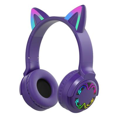 China Perfect Healthy Wireless Headphones LED Cat Ears Headset Gaming Noise Kids Canceling Kids Stereo Wireless Headphones for sale