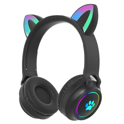 China Children Gift Kids Girls Perfect Sound Headphones 5.0 Colorful Led Wireless Earphone Cat Ear Headphones for sale