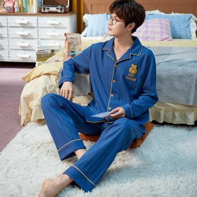 China 100% Breathable Cotton Pajamas Pajamas Nightwear Night Wear Soft Casual Pants With Best Price Man Men Two Piece Sets for sale