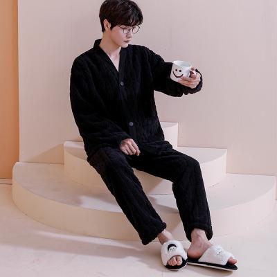 China 2021 New Design Fashion Thermal New Design Velvet Velvet Men's Pajamas Sleepwear Coral Home Wear Two Piece Set For Winter Autumn for sale