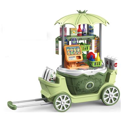 China Newest 3+ 4 in 1 Supermarket Pretend Play Shopping Cart Toy 50PCS Supermarket Kids Educational Toy for sale