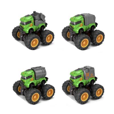 China Diecast Toy Die Cast Metal Garbage Monster Truck Toy 4 Wheel Driving Swing 360 Degree Rotating Garbage Truck Toy for sale