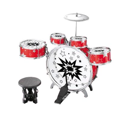 China Other Children Educational Jazz Drum Toy Set With Chair Two Color Mix Instruments Toy Jazz Wrapping Electroplating Drum for sale