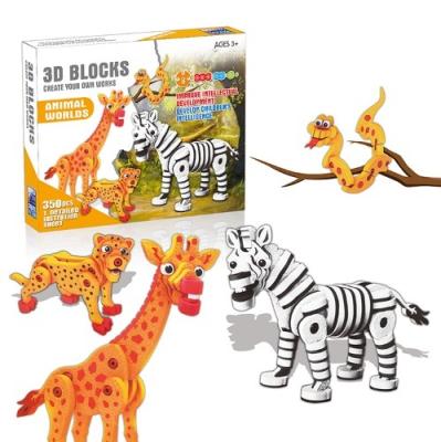 China DIY TOY Low Price Kids Toys Building Blocks 350PCS 3D Forest Animals Foam Block Set Toy for sale