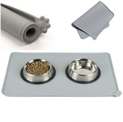 China XMZJ Non-automatic Custom Waterproof Non Slip Dog Cat Feeding Bowl Placemat Food Grade Silicone Non-stick Pet Mat for sale