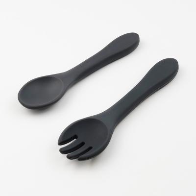 China BPA Free Silicone Soft Eco Friendly Baby Spoon Fork Feeding Meal For Kids Toddlers for sale