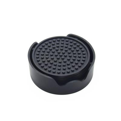 China XMZJ Stocked Drink Coasters Set Of 6 With Holder Around Black BPA Free Silicone for sale