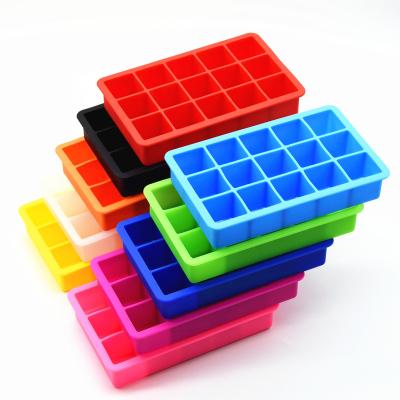 China New 15 Hole Silicone Ice Cube Tray Custom Price Food Grade Stocked With Lid Factory Approved Silicone Ice Mold for sale