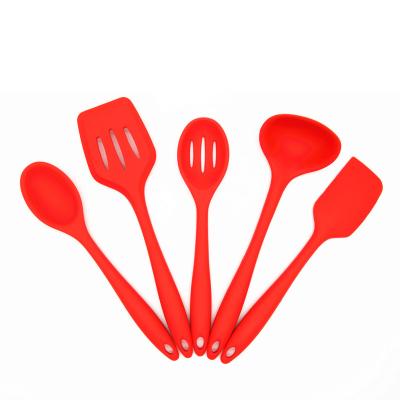 China XMZJ Factory Stocked Wholesale Dishwasher Safe Silicone 5pcs Kitchenware Set Household Cooking Cooking Utensils for sale