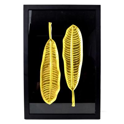 China Samll Quantity Acceptable Wooden Rectangle Shape Gold Foil Frame Home Wall Art Decor For Living Room for sale