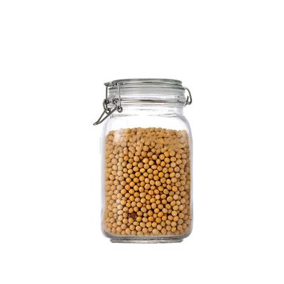 China Household Products Storage Heat Resistant Glass Jar With Stainless Steel Buckle for sale