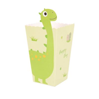 China Recyclable Dinosaur Popcorn Box Candy Cookie Snacks Treat Boxes Bags Kids Jungle Birthday Party Decoration Supplies Animal Baby Shower for sale