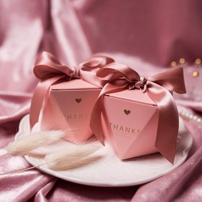 China Biodegradable Candy Box Wedding Favor Gift Wrapping Ribbon Chocolate Pink Bags Bridal Baby Shower Party Favor Supplies for sale