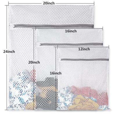 China Foldable Mesh Travel Laundry Bag Set For Washing Machine With Zips for sale