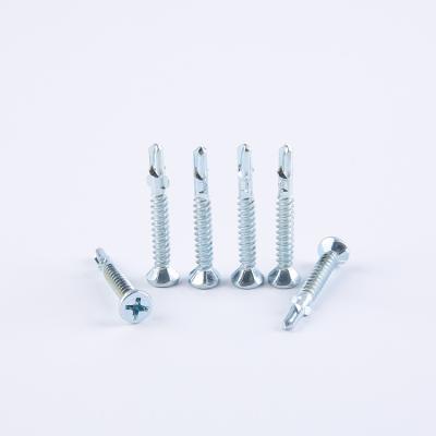 China Flat blue galvanized steel zinc self drilling screws self drivingt screws 1.5 inch steel with fender for sale