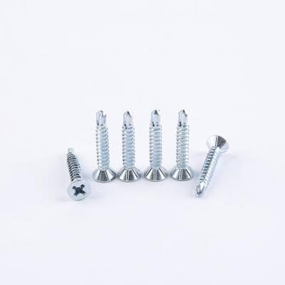 China Flat Butt Recessed Head Drilling Screw Driver 0.1mm W Flat Heavy Duty Self Drilling Screw for sale