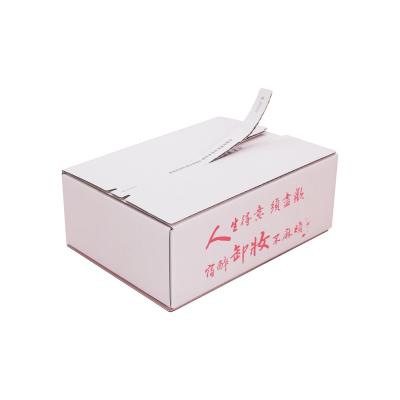 China Recycled Materials Custom Both Sides Printing Self-Adhesive Zipper Tear Corrugated Carton Box With Tear Strip for sale