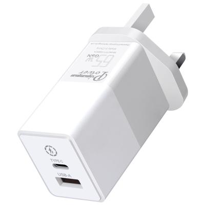 China Electronic Devices such as Mobile Phones and Computers 65W USB C Charger, 2-Port PD Type C GaN Charger, PPS Quick Charge QC Plug UK Wall Power Adapter For iPhone 14 Pro Max for sale