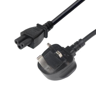 China COMPUTER 1 Meter Laptop Power Cable C5 IEC60320C5 To BS1363 Black 3 Foot Clover Leaf Power Cord for sale