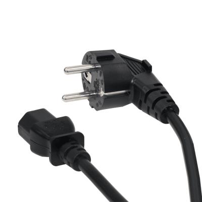 China COMPUTER Power Cable Angled Schuko To IEC 320 H05VV-F 3G 0.75mm2 C13 Power Cord 2 m Wire Black for sale