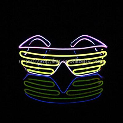 China EL Plastic Wire LED Neon Light Up Shutter Shaped Glass Costume Party LED Christmas Glasses For Funny for sale