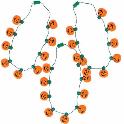 China Party Plastic Suppliers Halloween Flashing Light Up Necklace Pumpkin Shaped Led Halloween Decoration Kids for sale