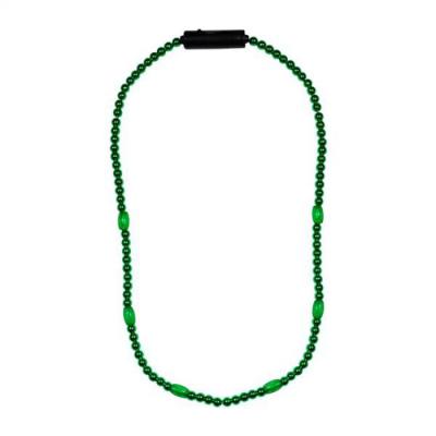 China St Patrick's Day Necklace St Patrick's Day Party Green Led Necklace Flashing Light Up Pearl Necklace For Rave Parties Festivals for sale