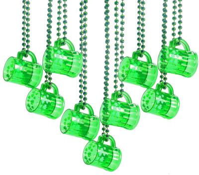 China Irish St Patrick's Day Necklace Green St Patrick's Day Necklace Shot Glass with Plastic Bead Necklace Beer Mug Necklace for sale