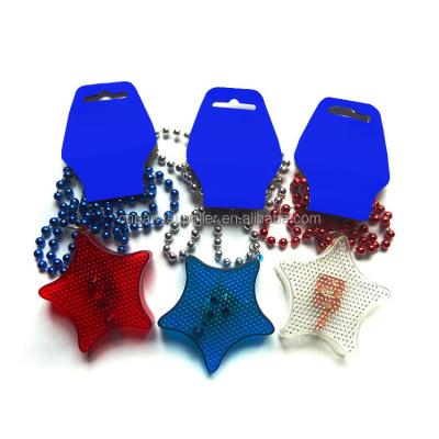 China Promotion Event Party Supplies Light Up Necklace Patriotic Star LED Bead Flashing Necklace for 4th of July Decoration for sale