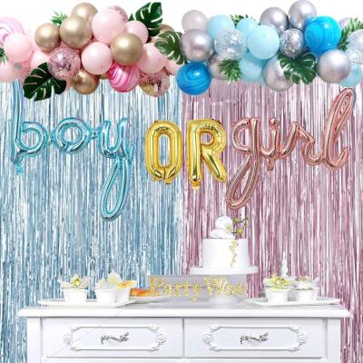 China 124pcs Latex+foil+confetti+plastic Gender Reveal Kit Foil Letter Balloons Boy or Girl Baby Shower Decorations for sale