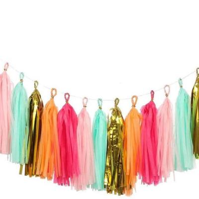 China Tissue Paper Tassels Garland Bunting Wedding Birthday Party Banner Paper Hanging Decor for sale