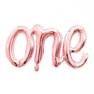 China Foil Rose Gold Link One Boy Girl 1st First Birthday Party Decoration Foil Helium Globos Baby Shower Letter Foil Balloons for sale